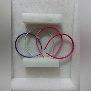 Stylish Women's Headband Set Of Four - Purple And White With Silver & Pink